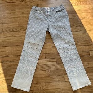 Tory Burch Women’s Printed ivory straight leg jeans